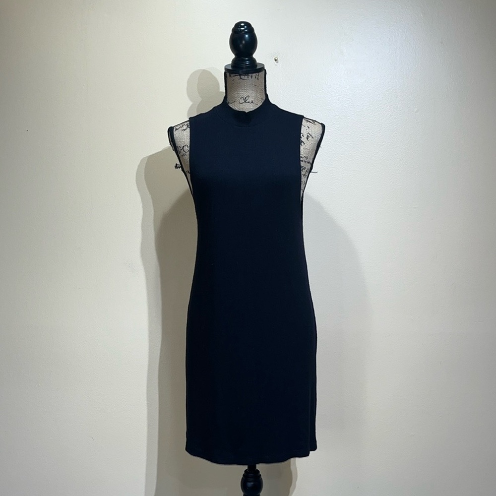 Pull & Bear Black High Neck Sleeveless Shift Dress